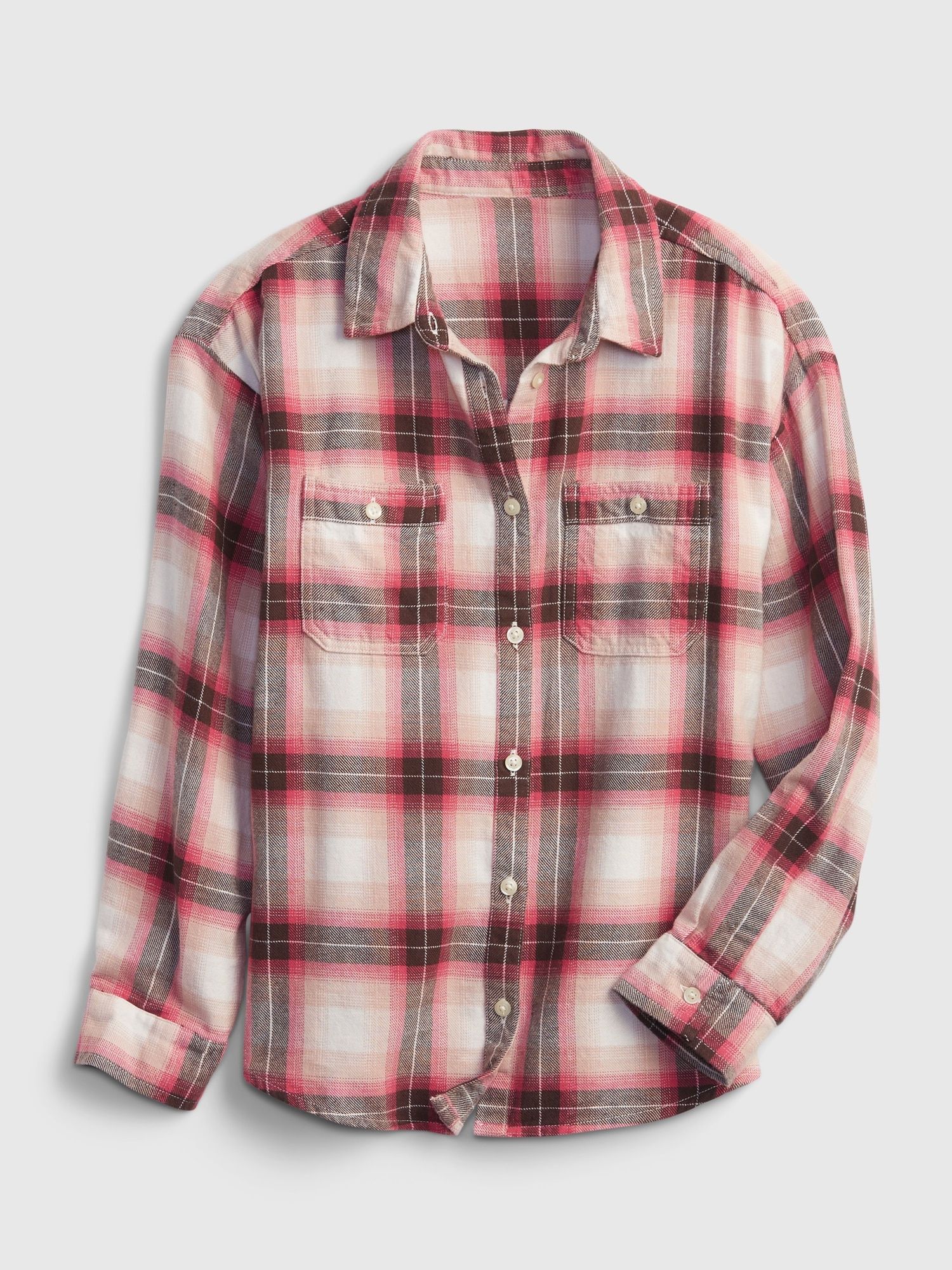Kids Oversized Plaid Shirt