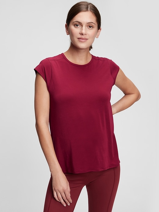 View large product image 1 of 1. Maternity GapFit Breathe Relaxed Hi-Low T-shirt