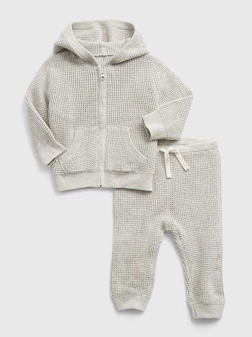 View large product image 1 of 1. Baby Waffle-Knit Hoodie Set