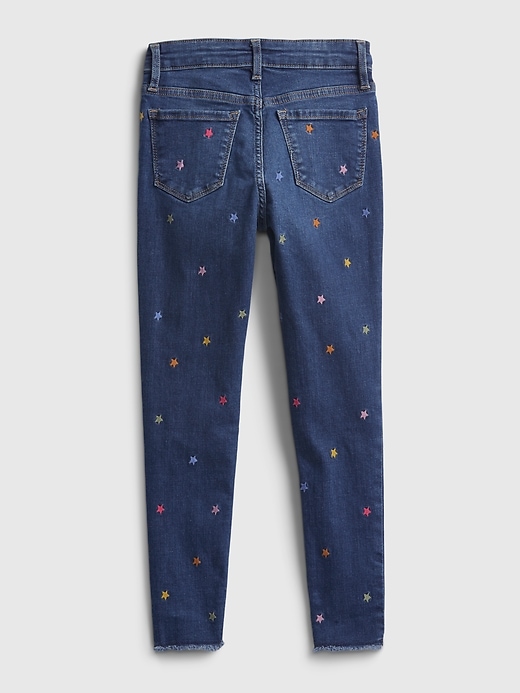 Image number 3 showing, Kids High Rise Embroided Star Jeggings with Max Stretch