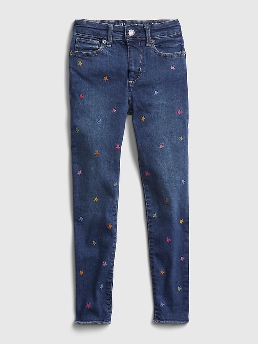 Image number 1 showing, Kids High Rise Embroided Star Jeggings with Max Stretch