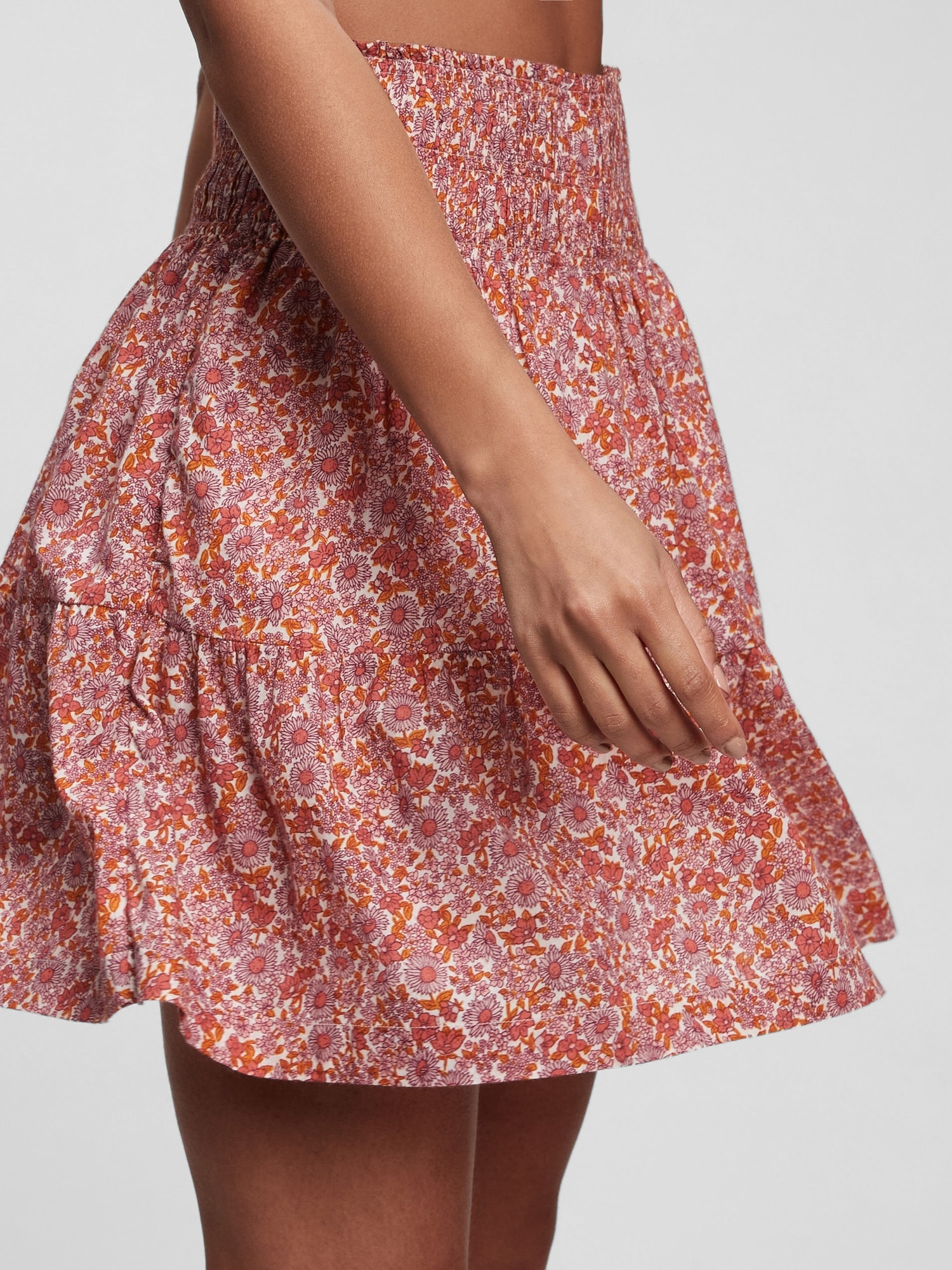 Smocked Waist Mini Skirt