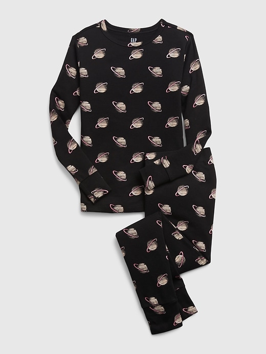 Image number 1 showing, Kids 100% Organic Cotton Saturn Graphic PJ Set