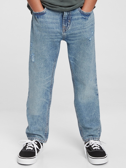 Image number 2 showing, Kids Distressed Easy Taper Jeans with Washwell™