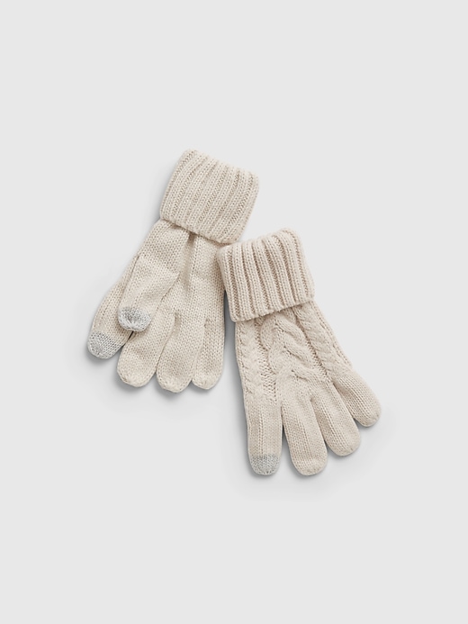 Image number 1 showing, Kids Smartphone Cable Knit Gloves