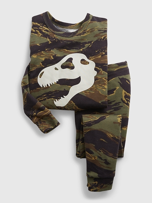 L'image numéro 1 présente Pyjama 100 % coton biologique à imprimé camouflage avec dinosaure babyGap