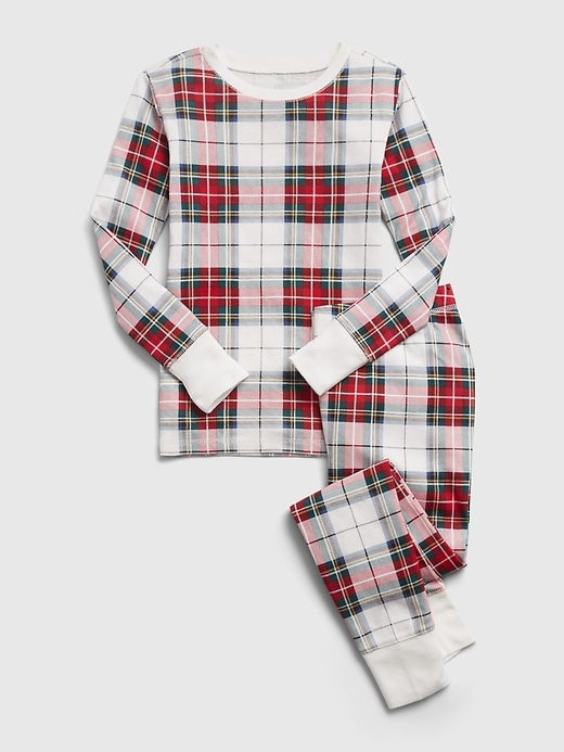 Image number 1 showing, Kids 100% Organic Cotton Plaid Print PJ Set