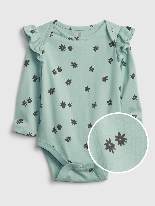Image number 4 showing, Baby 100% Organic Cotton Mix and Match Print Ruffle Sleeve Bodysuit