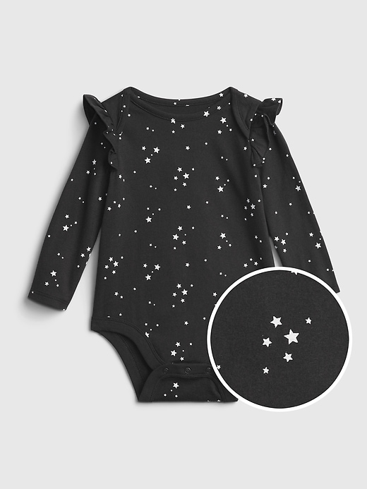 Image number 1 showing, Baby 100% Organic Cotton Mix and Match Print Ruffle Sleeve Bodysuit