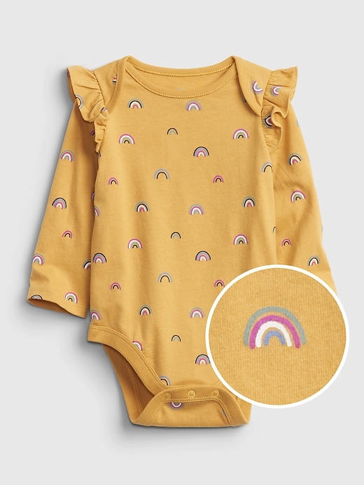Image number 7 showing, Baby 100% Organic Cotton Mix and Match Print Ruffle Sleeve Bodysuit