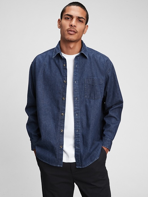 Oversized Denim Shirt Jacket | Gap