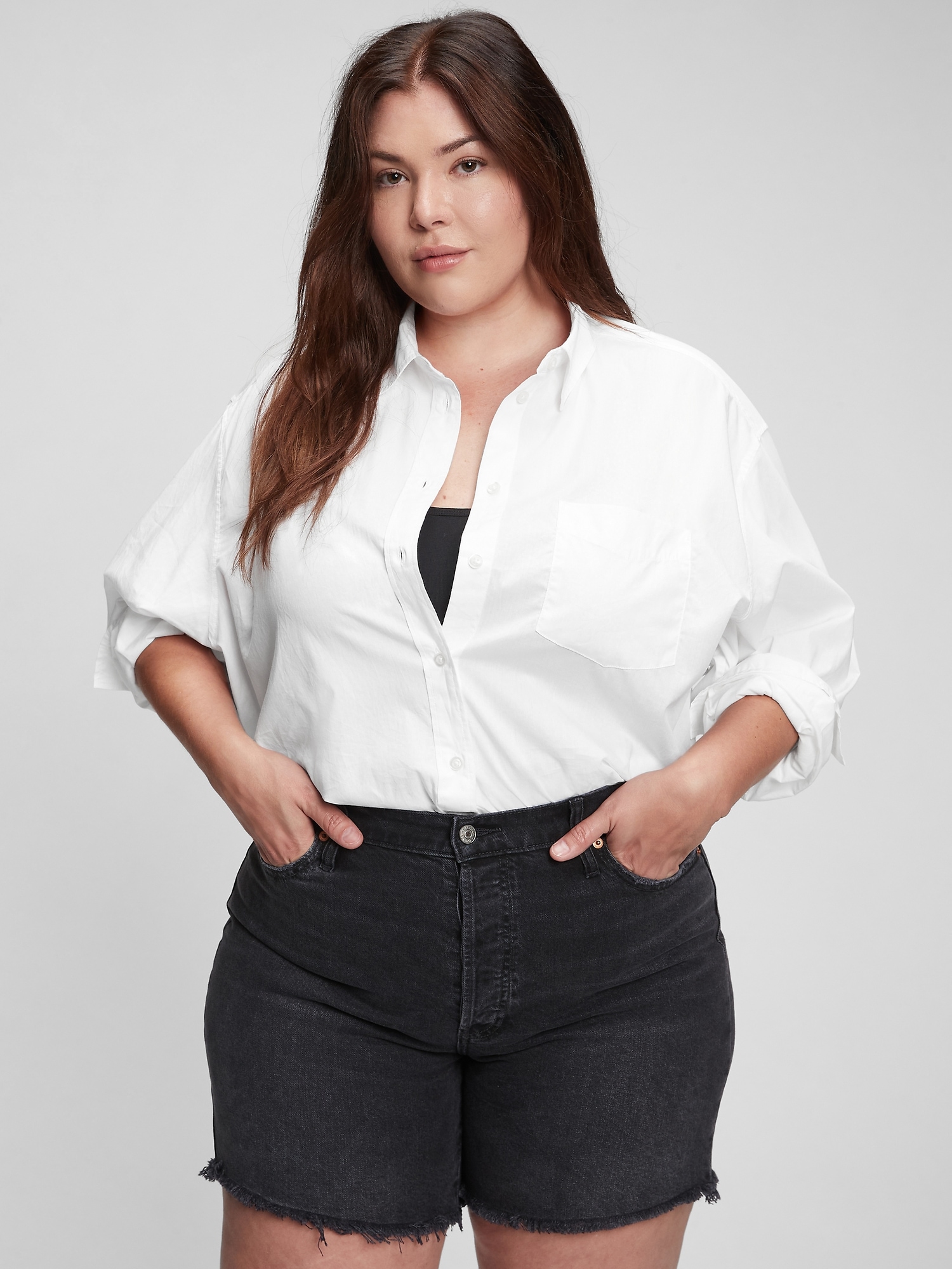 Gap Women's 100% Organic Cotton Big Shirt Optic White Size XL