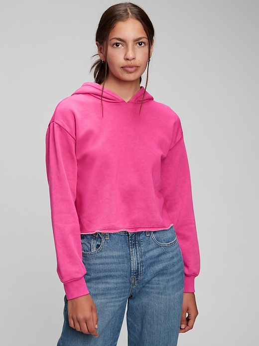 View large product image 1 of 2. Teen Cropped Cut-Off Hoodie