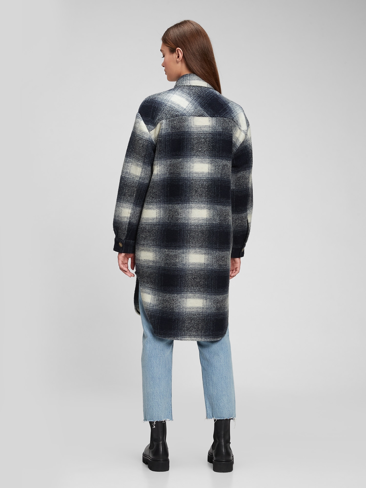 plaid long jacket