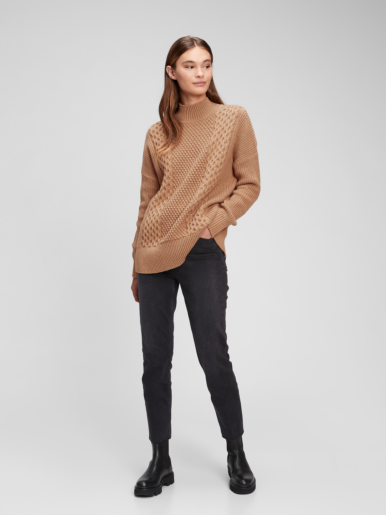 Cable Knit Mockneck Sweater | Gap