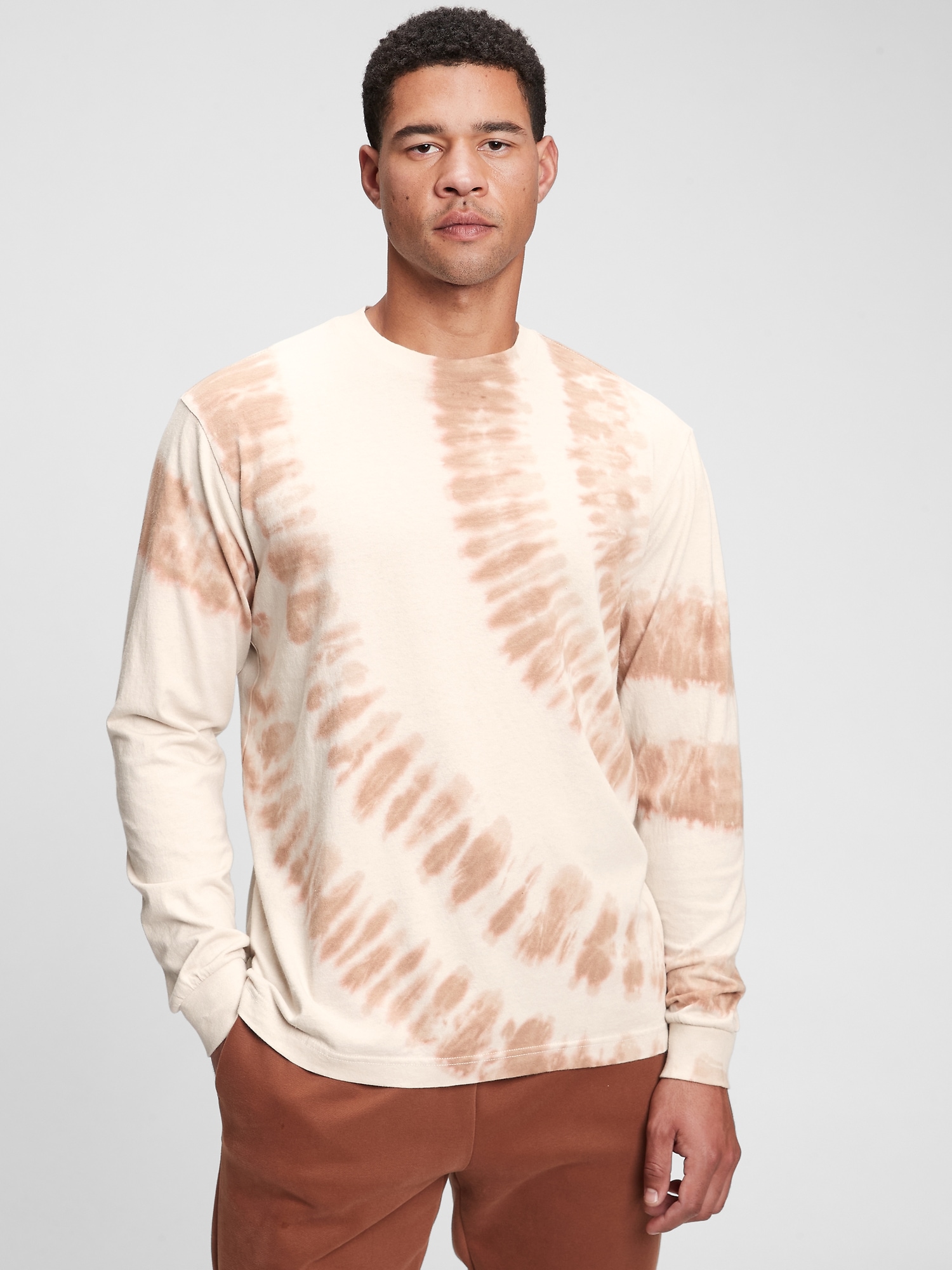 Gap Men's Classic Long Sleeve T-Shirt Neutral Tie Dye Size M