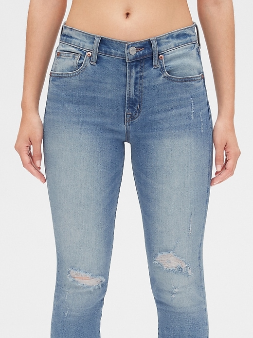 Image number 3 showing, Mid Rise Distressed True Skinny Ankle Jeans