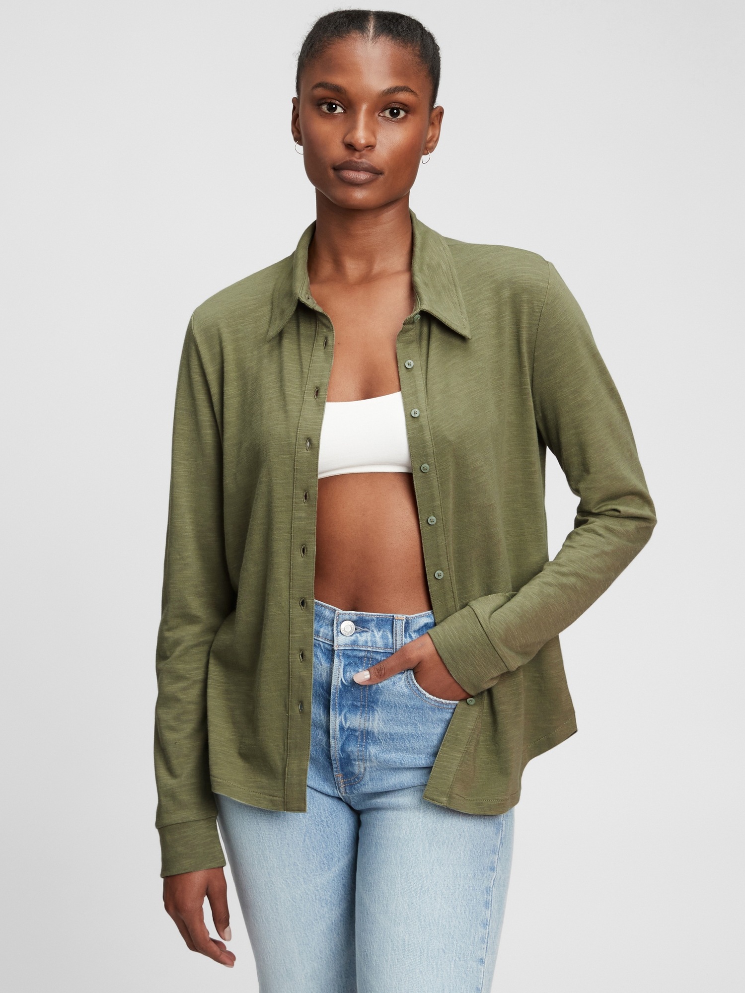 Knit ButtonFront Shirt Gap