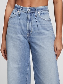 High Rise Pleated Wide-Leg Trouser with Washwell | Gap