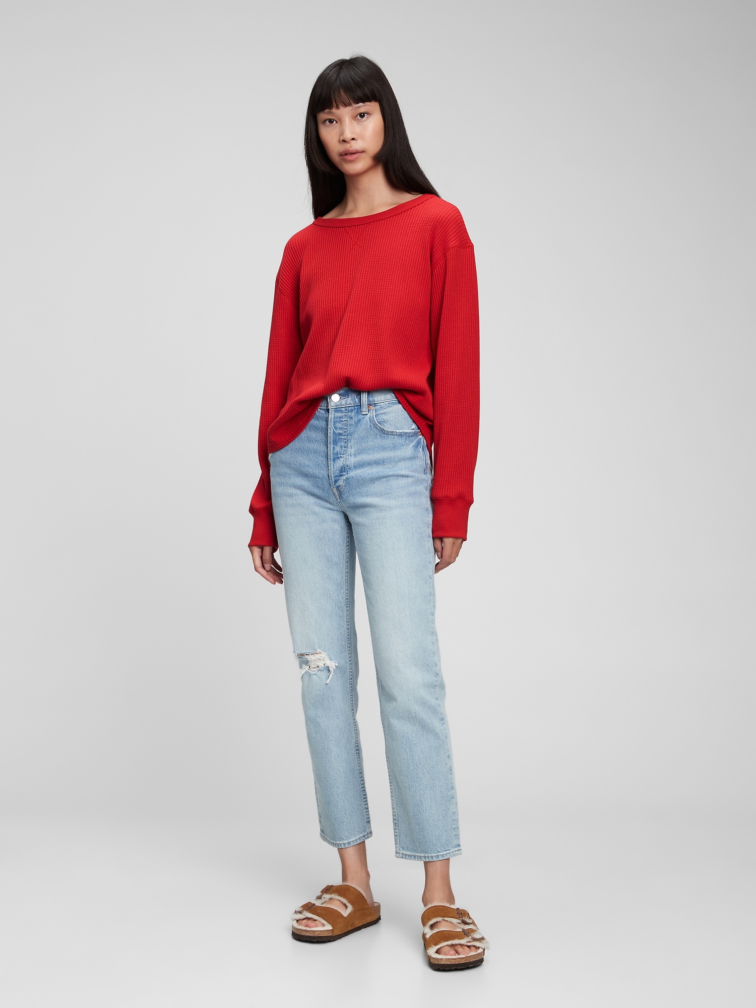 Slouchy Waffle-Knit T-Shirt