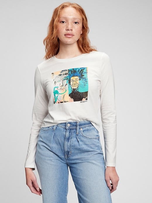 Gap Women's X Jean-Michel Basquiat Graphic Long Sleeve T-Shirt New Off White Size L