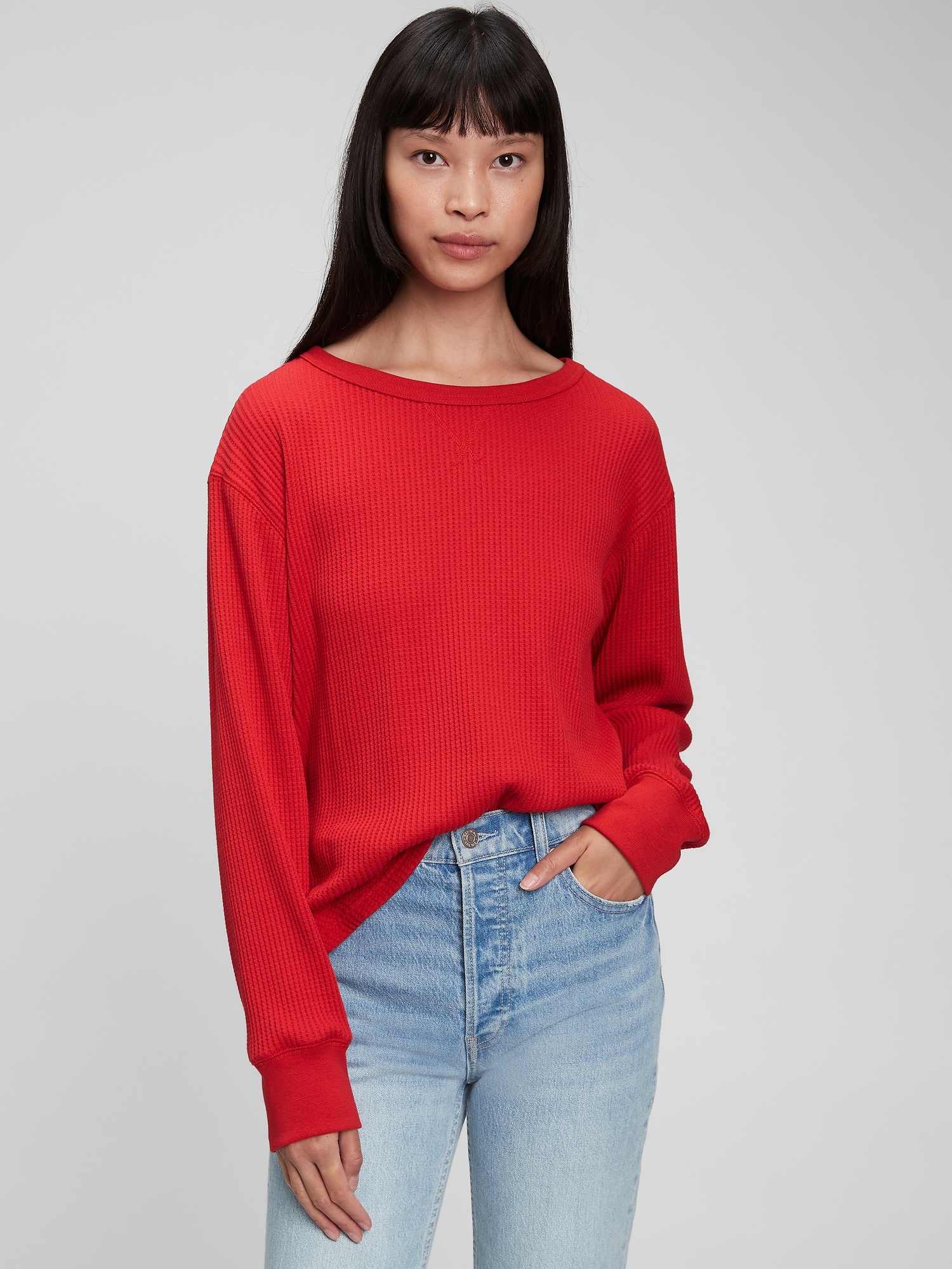 Slouchy Waffle-Knit T-Shirt