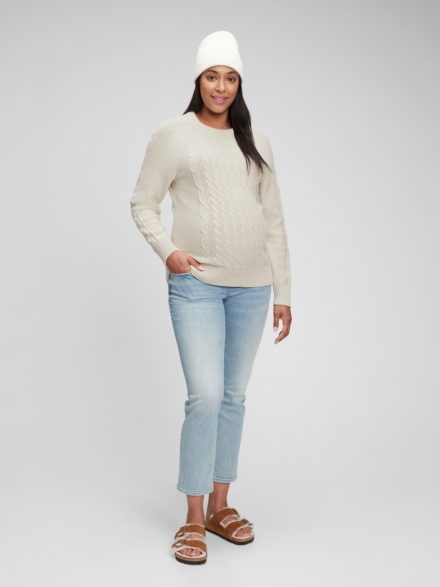 Maternity Cable Knit Sweater Gap