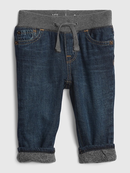 Image number 3 showing, Baby Lined Pull-On Jeans