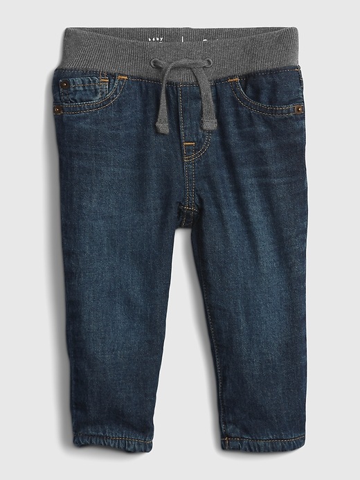 Image number 1 showing, Baby Lined Pull-On Jeans