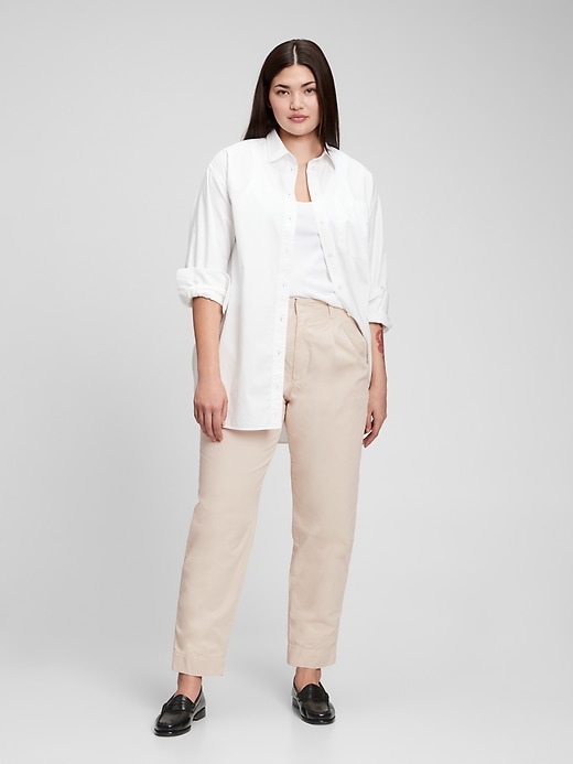 Image number 1 showing, Organic Cotton High Rise Pleated Khakis