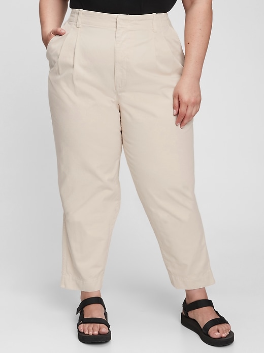 Image number 4 showing, Organic Cotton High Rise Pleated Khakis