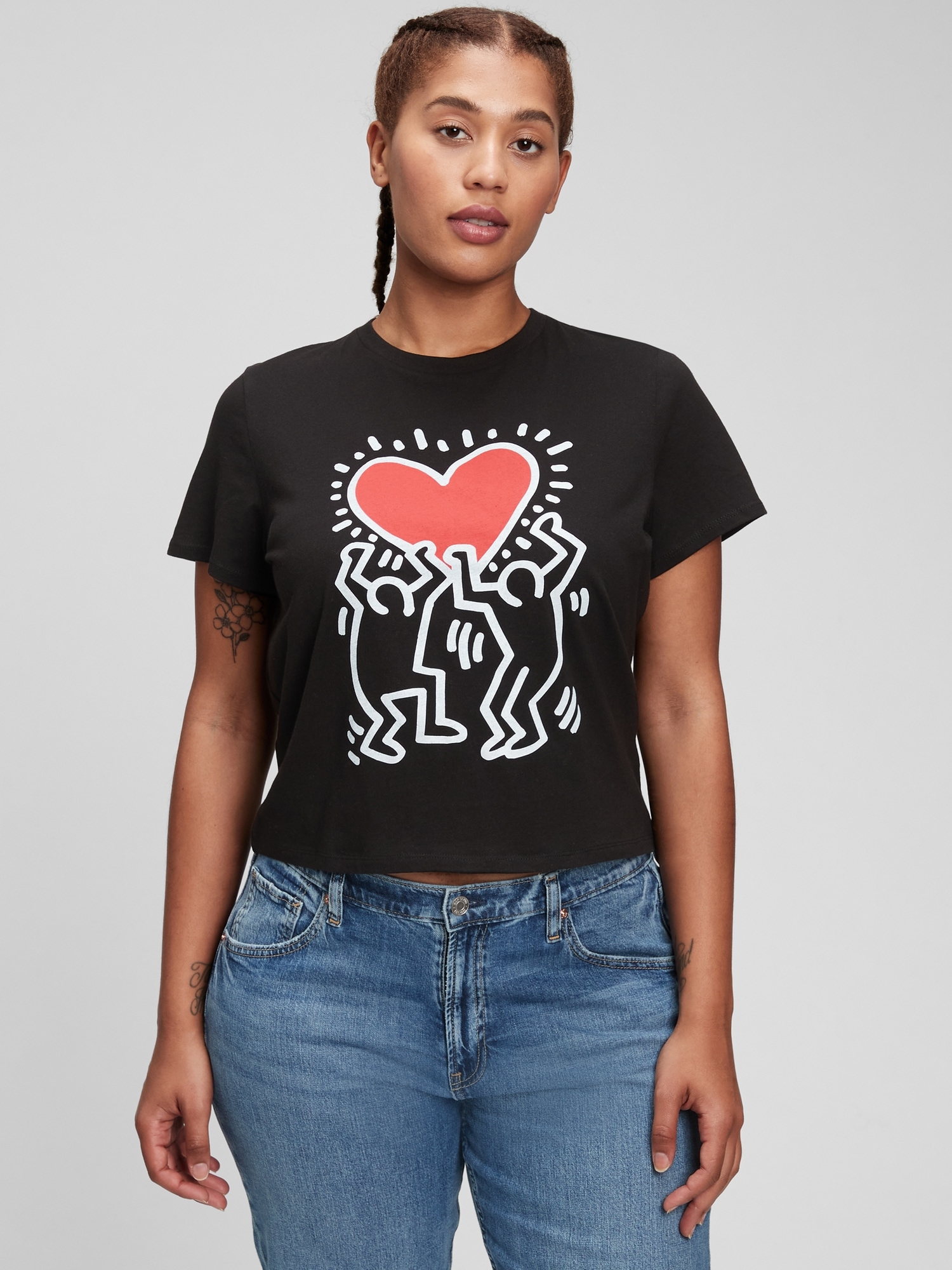 Keith Haring Cropped Graphic T-Shirt 