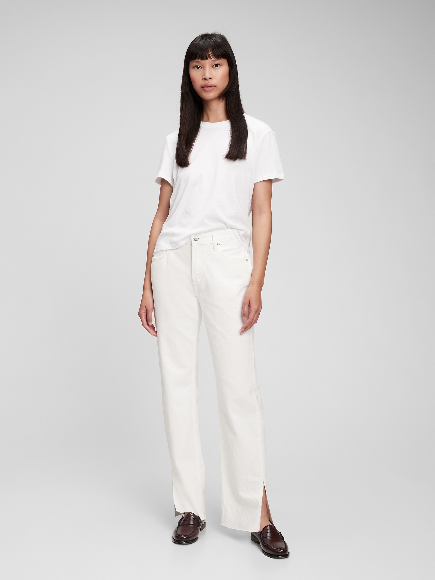 Mid Rise '90s Loose Split-Hem Jeans 