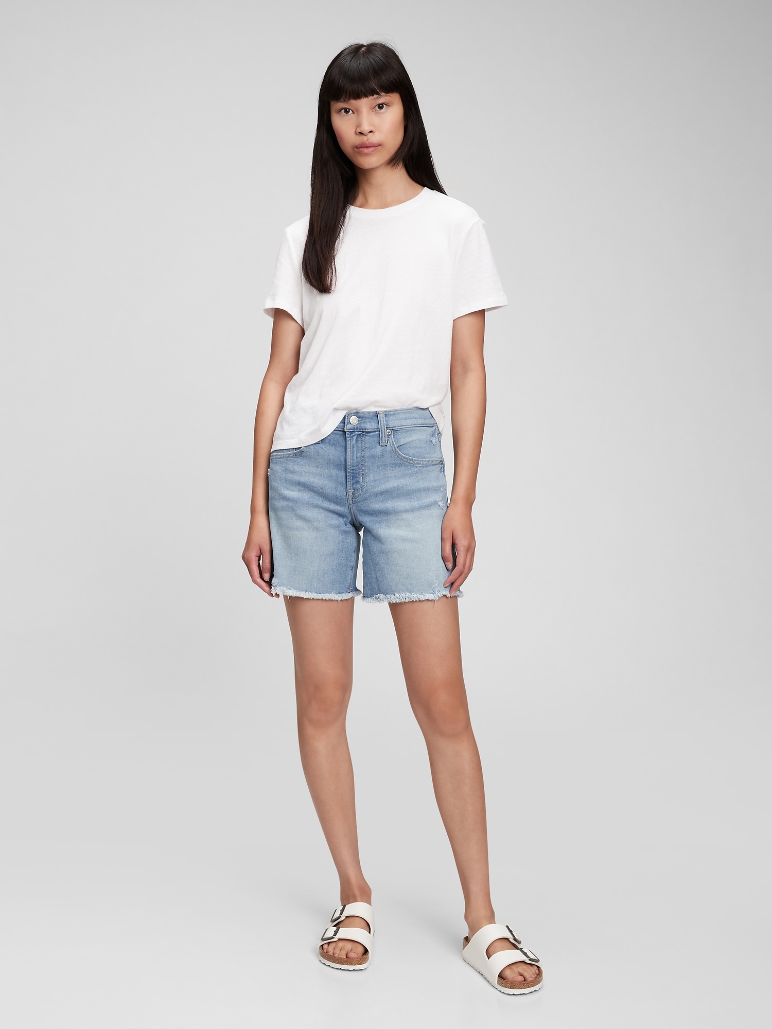 Mid Rise Denim Shorts with Washwell | Gap