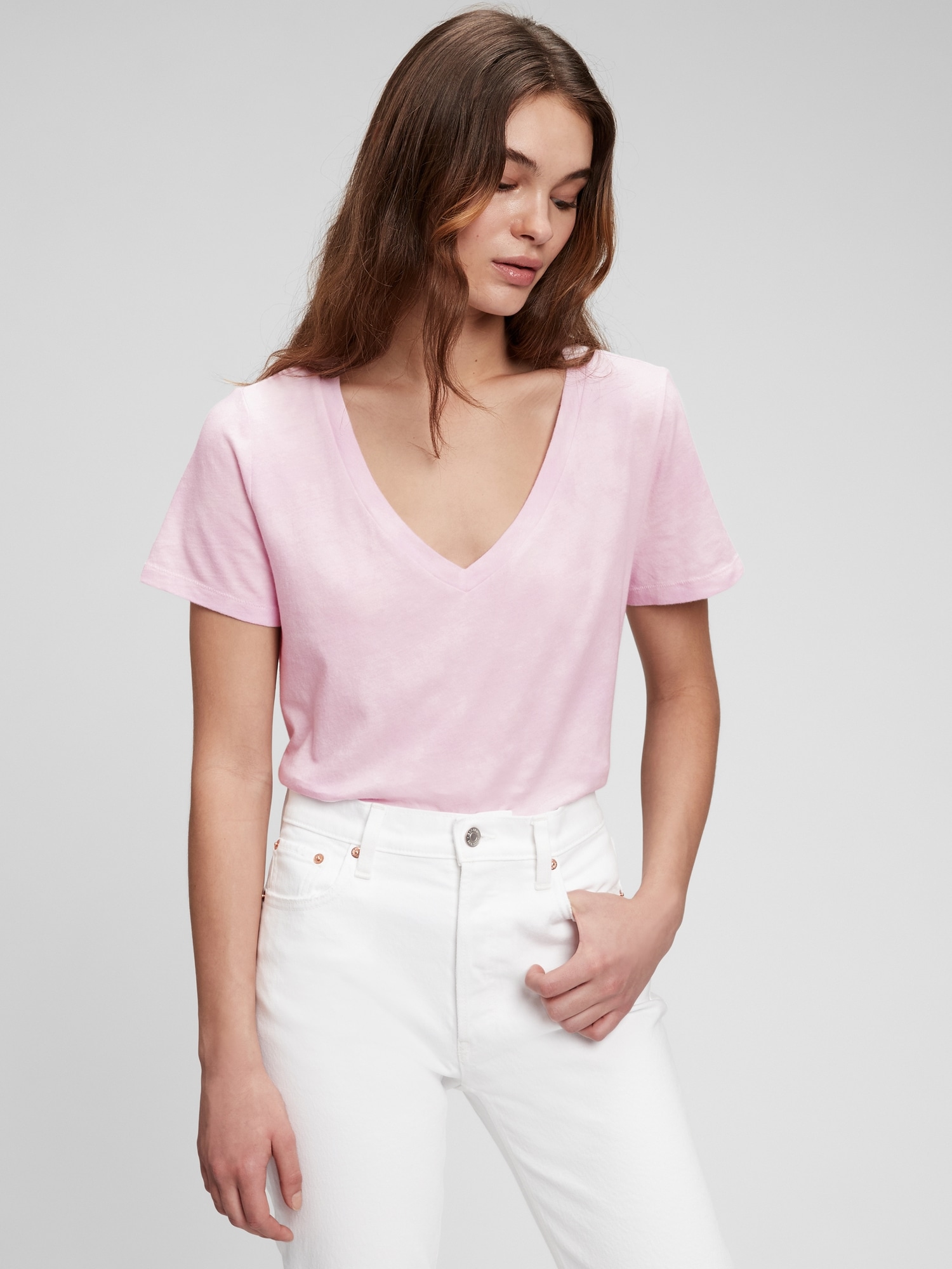 Organic Cotton Vintage V-Neck T-Shirt | Gap