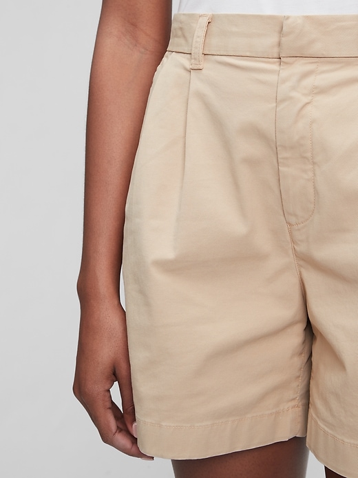Image number 3 showing, High Rise Pleated Khaki Shorts