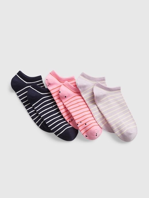 Image number 1 showing, Kids Striped No Show Socks (3-Pack)