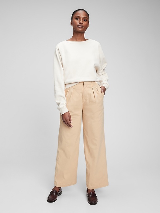 Image number 4 showing, High Rise Pleated Wide-Leg Khakis with Washwell