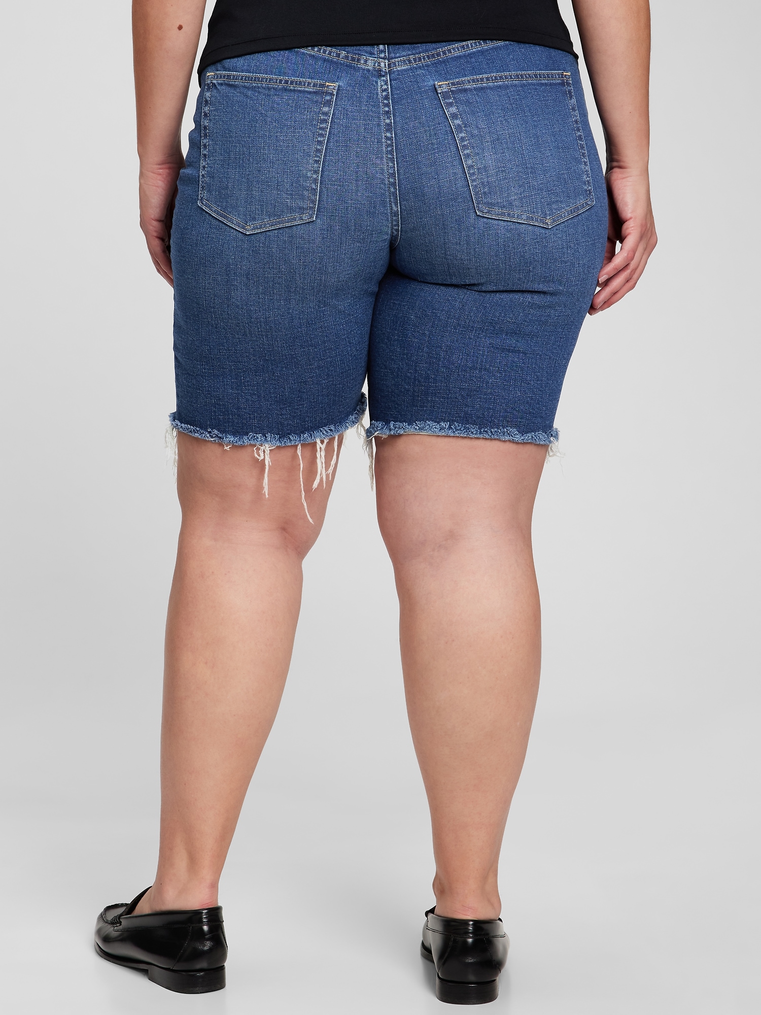 High Rise Denim Bermuda Shorts with 