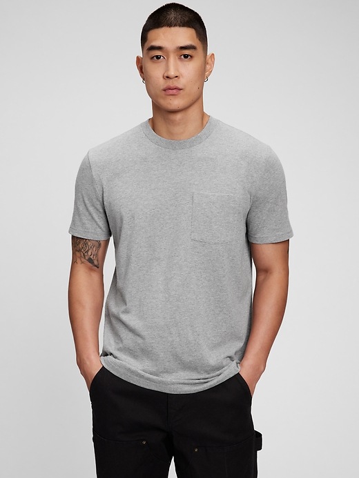Gap Men's 100% Organic Cotton Pocket T-Shirt Medium Gray Heather Size S