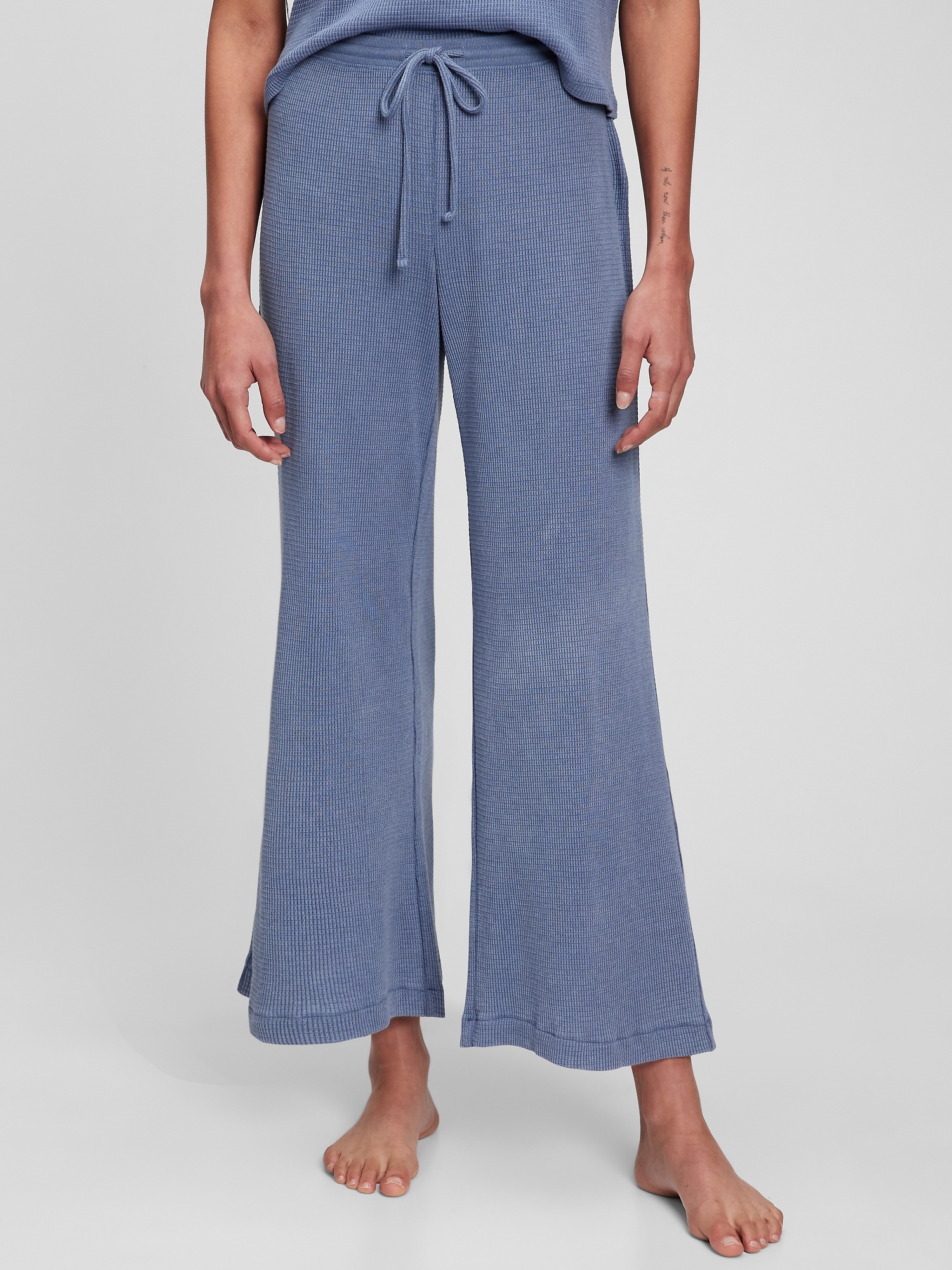Waffle Knit High Rise Wide-Leg Pants | Gap