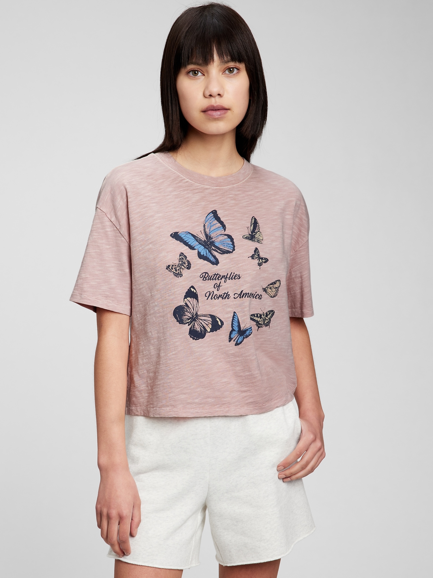 Gap Teen 100% Organic Cotton Boxy Graphic T-Shirt pink. 1