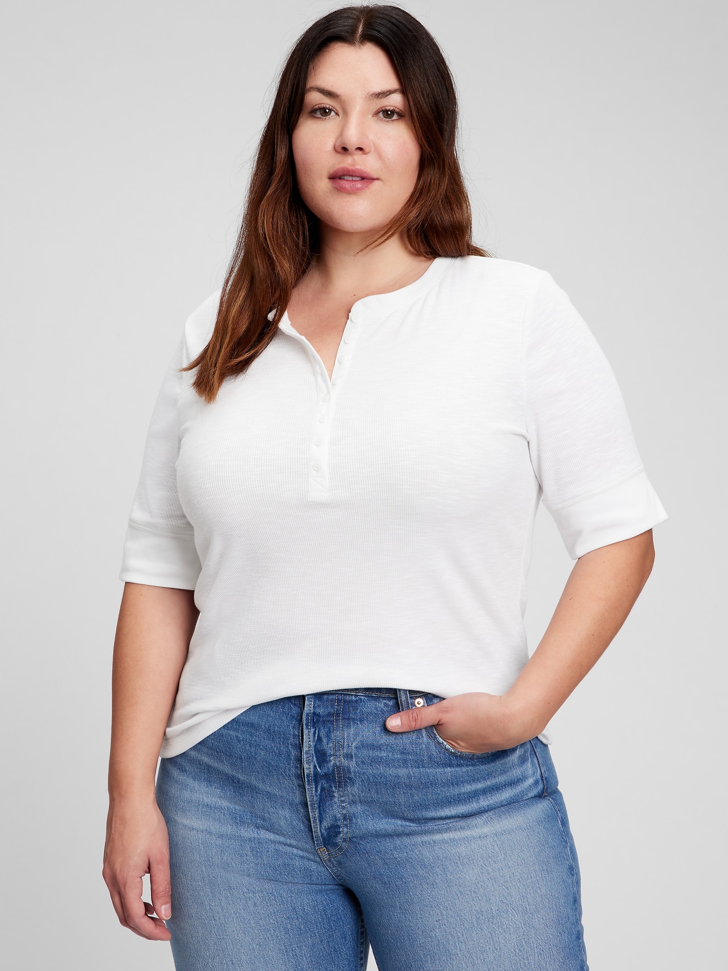 Ribbed Henley T-Shirt