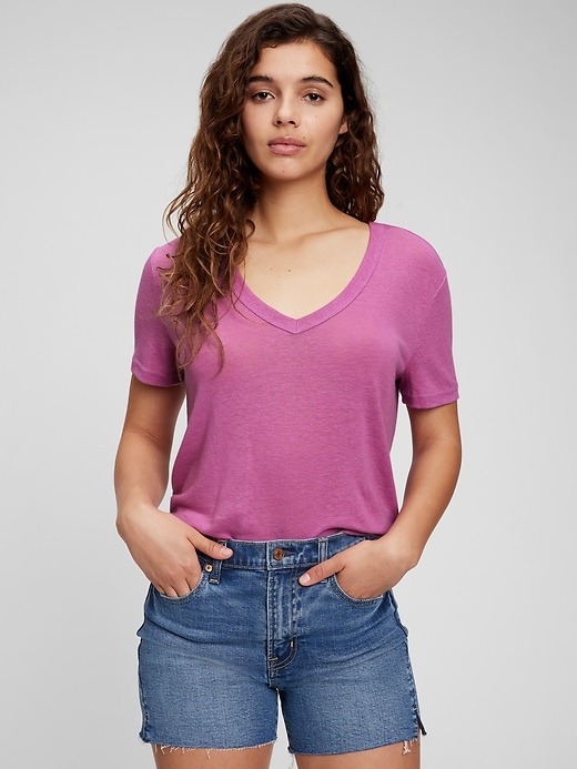 Image number 10 showing, Linen Blend V-Neck T-Shirt
