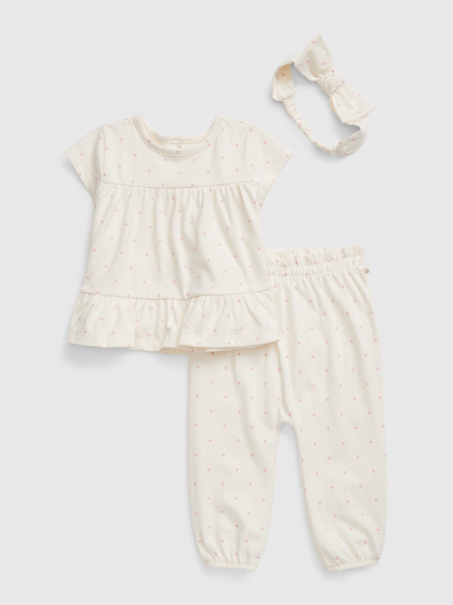 Gap Baby 100% Organic Cotton 3-Piece Outfit Set beige. 1