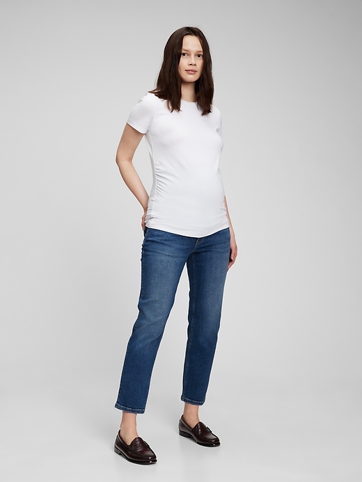 Image number 1 showing, Maternity True Waistband Full Panel Cheeky Straight Jeans