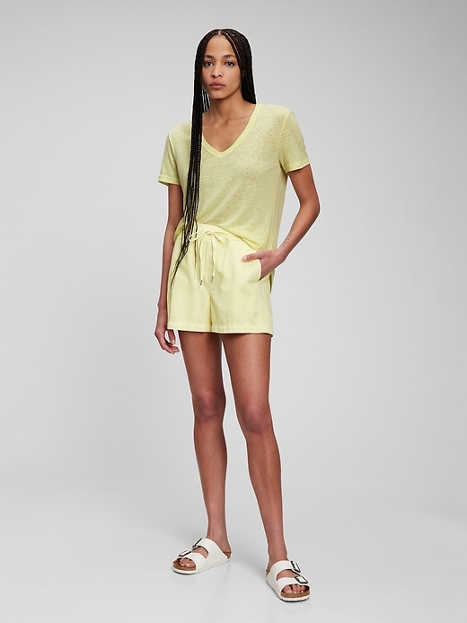 Linen Blend V-Neck T-Shirt | Gap
