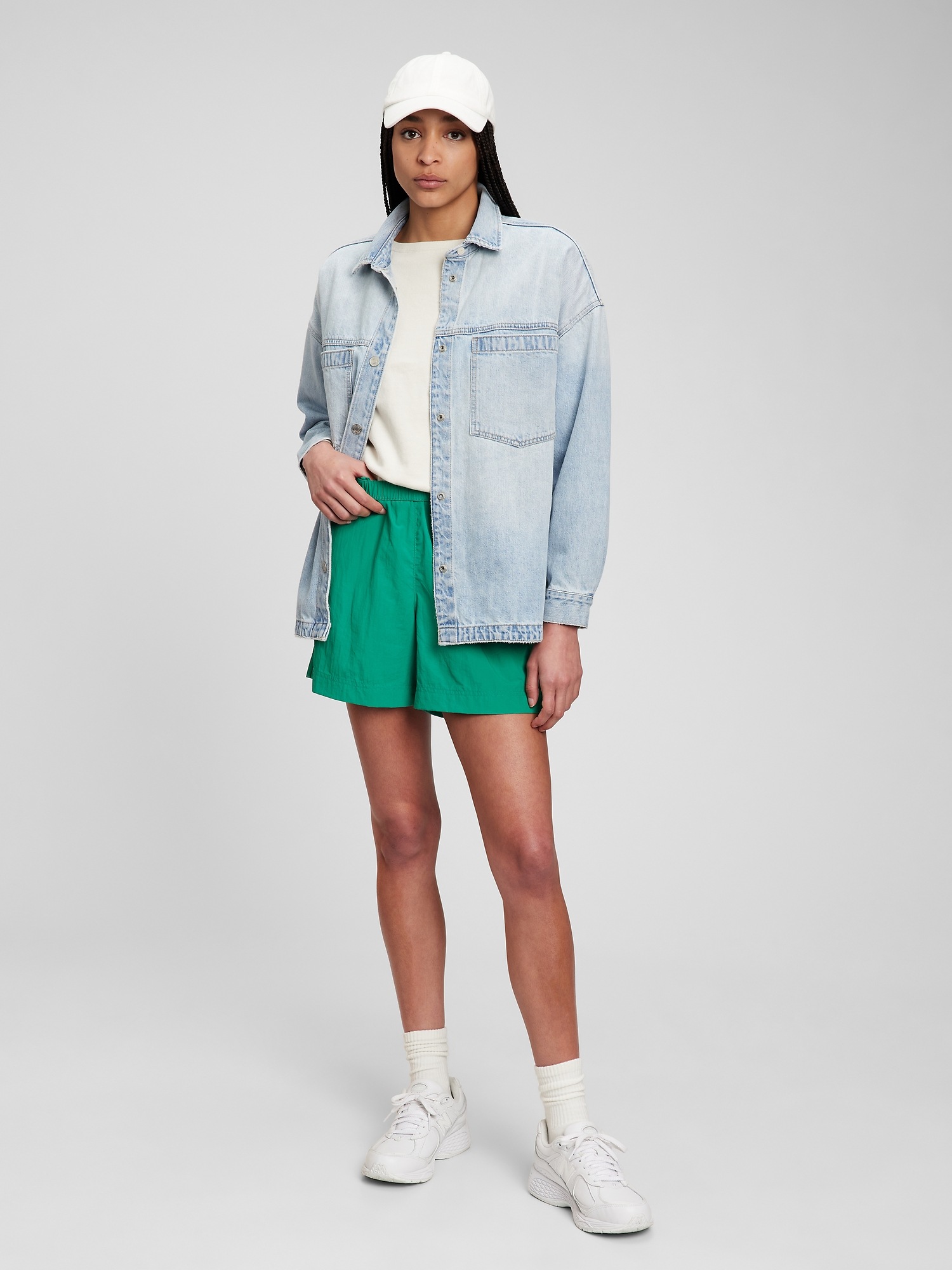Oversized Denim Shirt Jacket with 