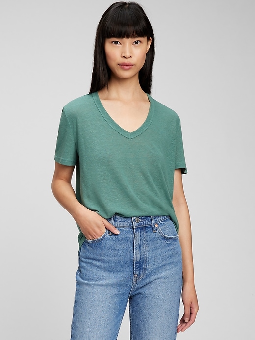 Image number 8 showing, Linen Blend V-Neck T-Shirt