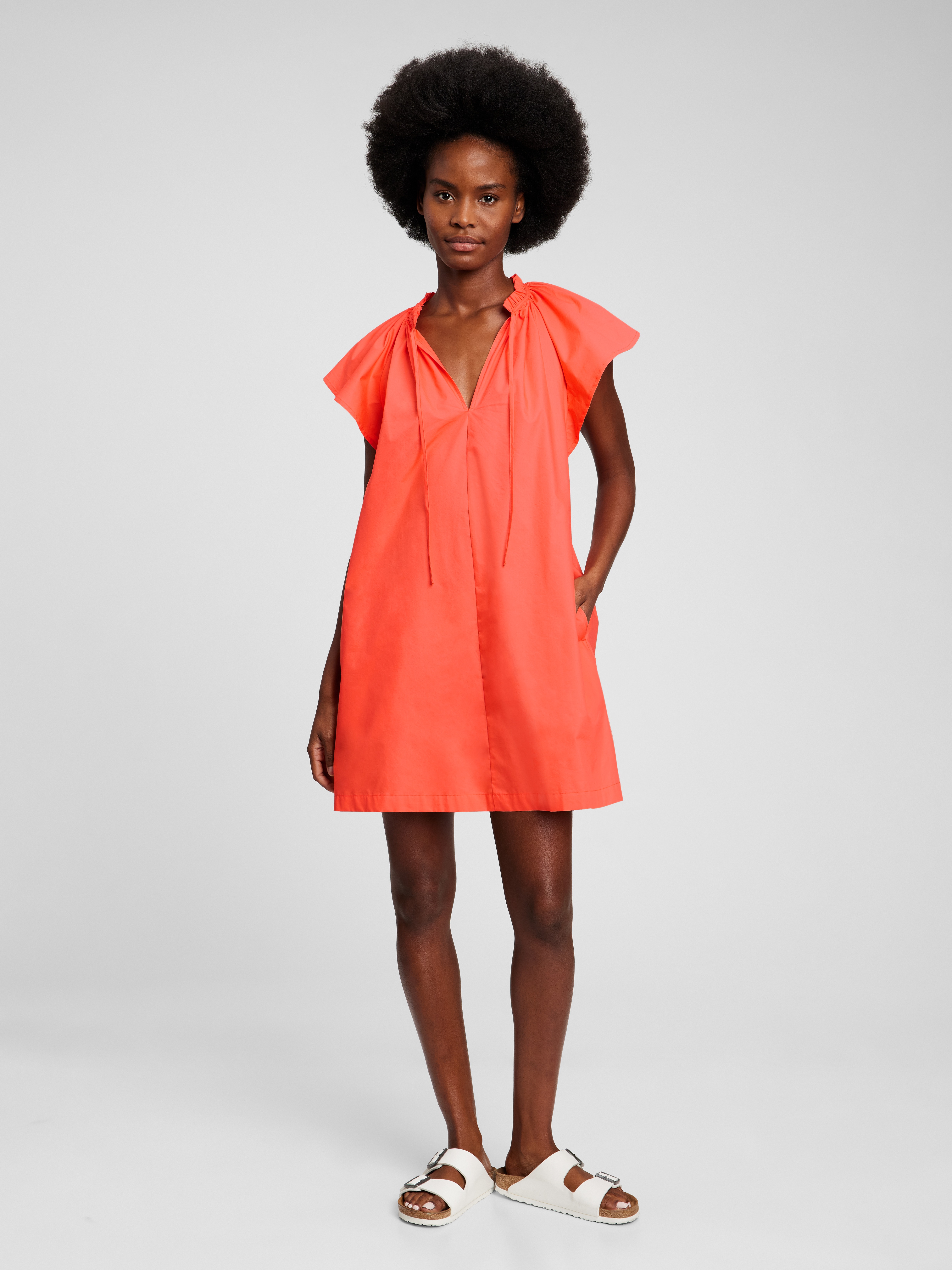Tie-Front Flutter Sleeve Mini Dress | Gap